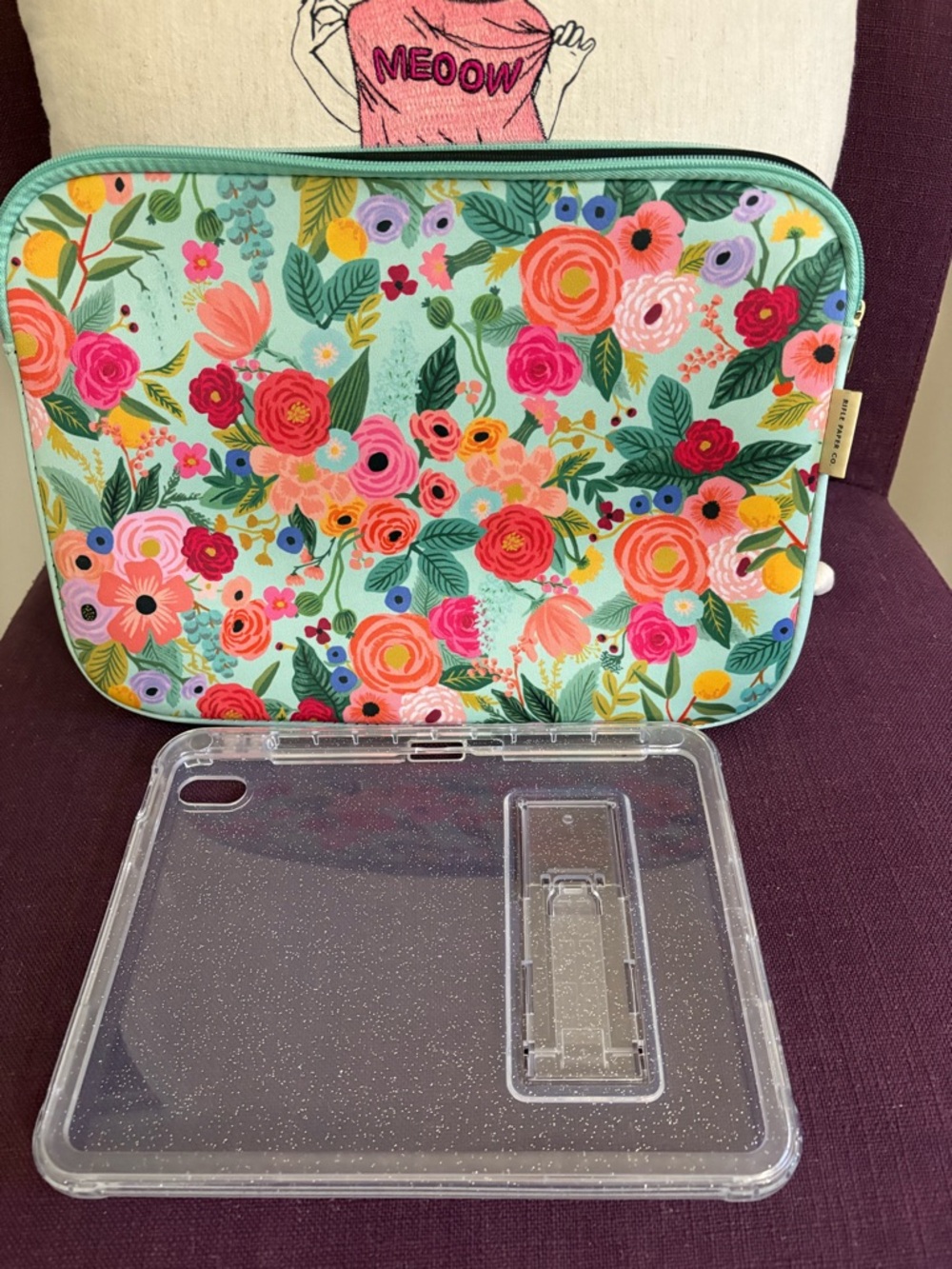 Floral Laptop Sleeve with Clear Glitter Tablet Case